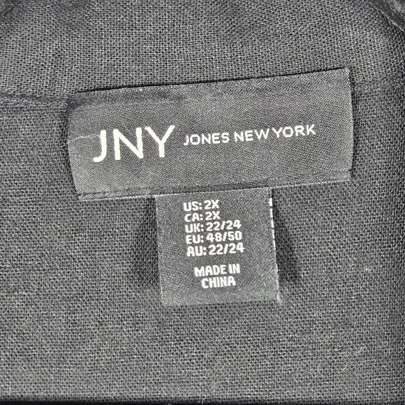 Jones New York Vest Womens 2X Linen Blend Black Lagenlook Tunic Button Front - Picture 5 of 9
